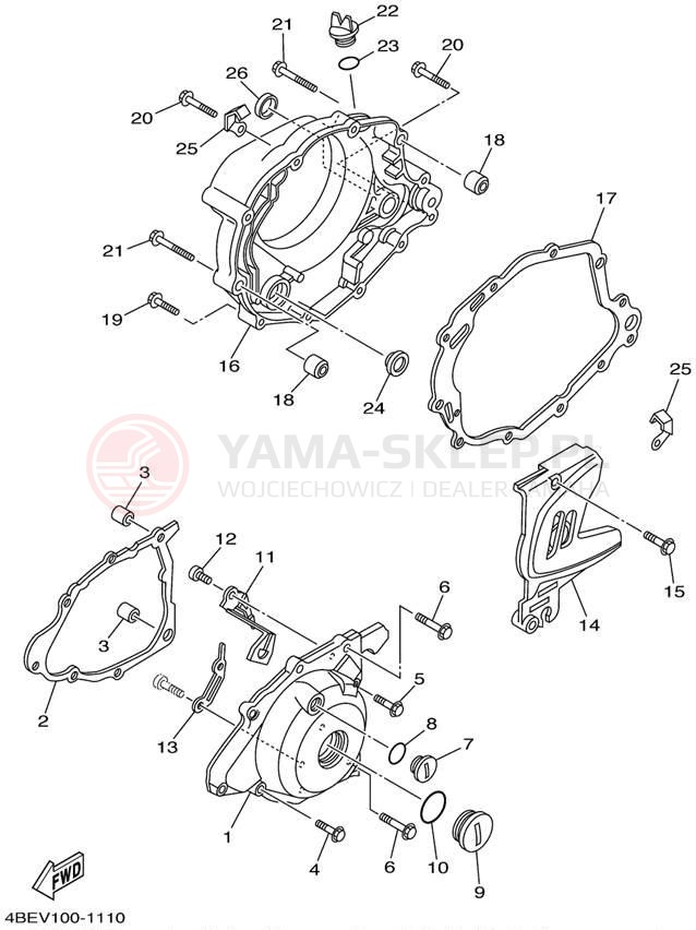 Schemat "Pokrywa silnika" do Yamaha XT225 XT225N/XT225NC
