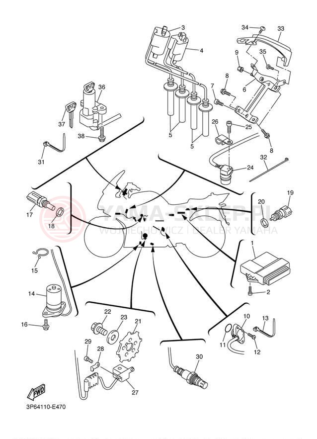 Schemat "układ elektryczny" do Yamaha FJR1300A FJR13AXCB/FJR13AXB