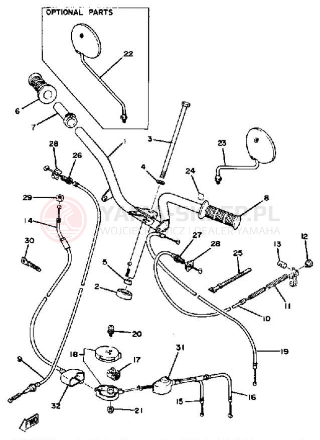 Schemat "Kierownica i osprzęt" do Yamaha QT50G