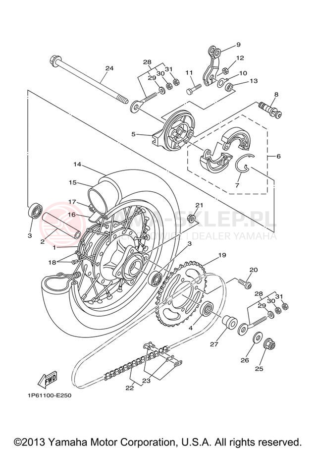 Schemat "Koło tył" do Yamaha TT-R50E ELECTRIC TTR50EV