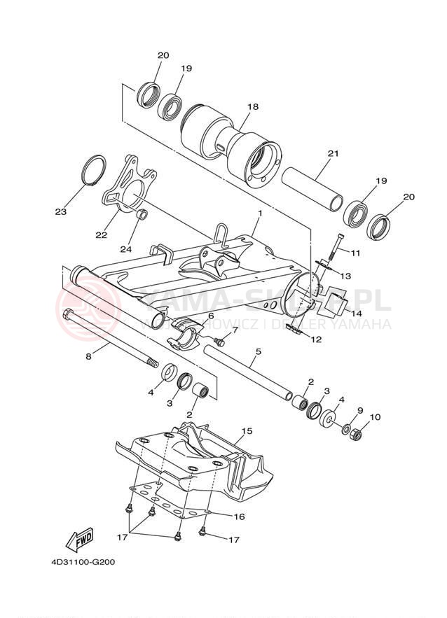 Schemat "wahacz" do Yamaha RAPTOR 250 YFM25RDW/YFM25RDL