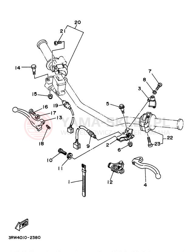 Schemat "Kierownica i osprzęt" do Yamaha SEROW XT225J/XT225JC