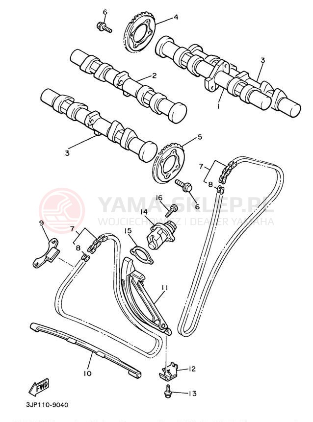 Schemat "Rozrząd - łańcuszek" do Yamaha V-MAX 1200 VMX12KC/VMX12K