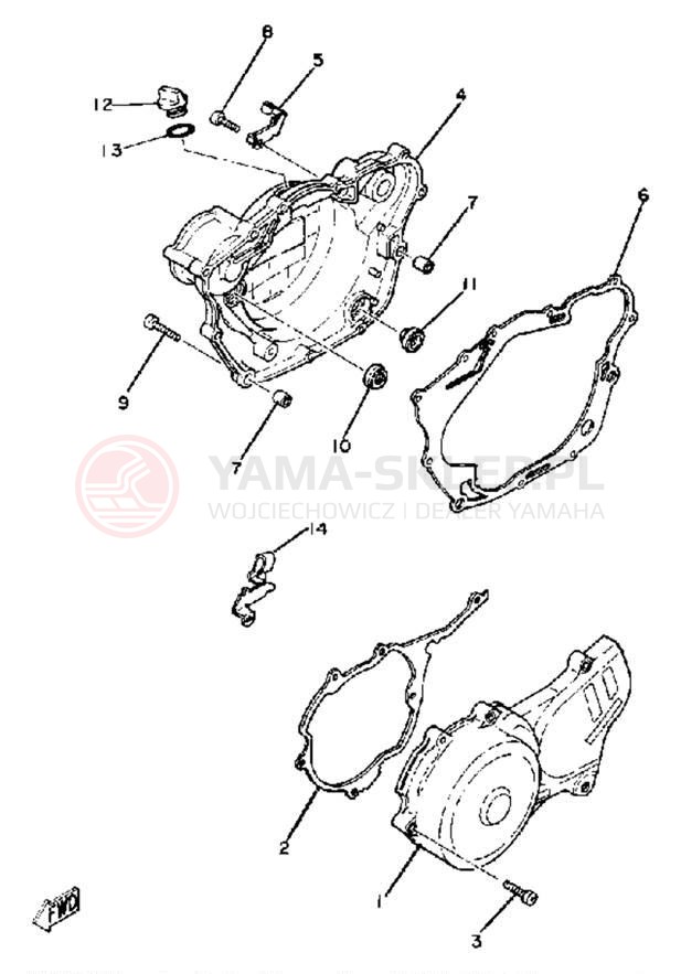 Schemat "Pokrywa silnika" do Yamaha XT250H