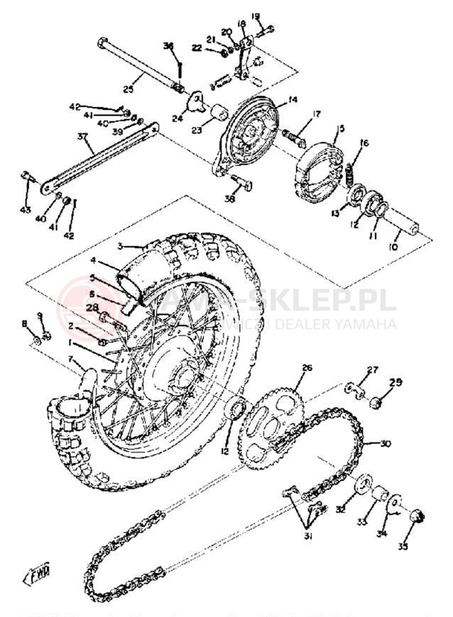 Schemat "Koło tył" do Yamaha YZ80B