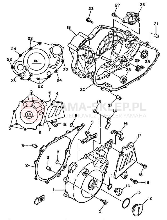 Schemat "Pokrywa silnika" do Yamaha XT600NC/XT600N