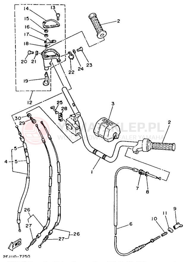 Schemat "Kierownica i osprzęt" do Yamaha BADGER YFM80T