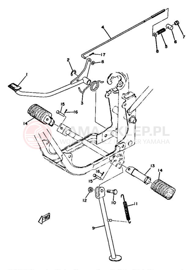 Schemat "Stopka postoj., dźw. Hamulca tył" do Yamaha GT80A/GTMXA