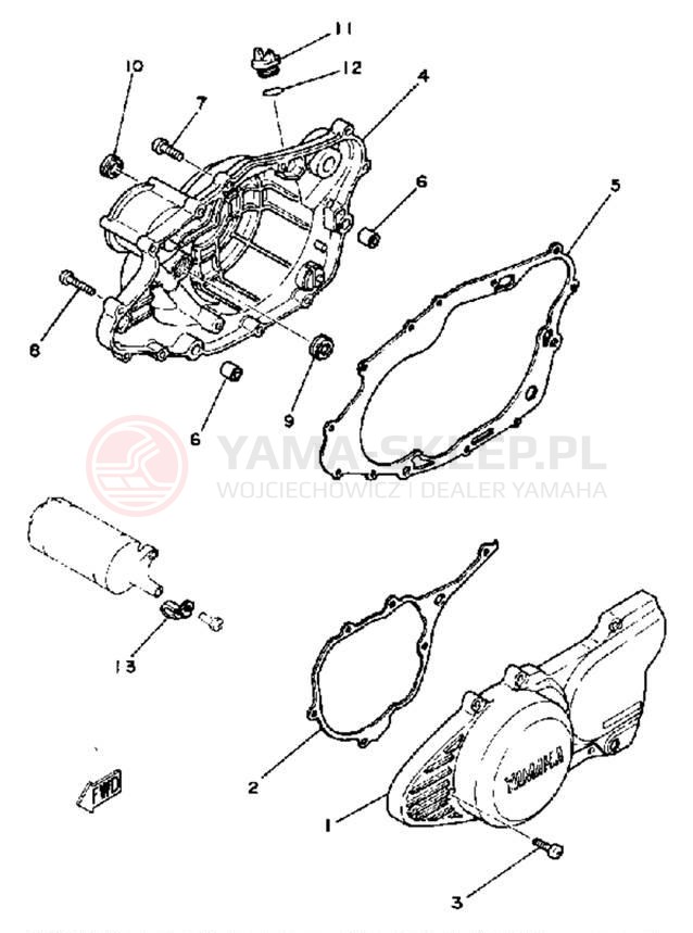 Schemat "Pokrywa silnika" do Yamaha SR250H