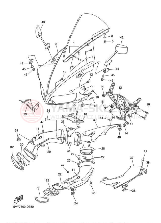 Schemat "elementy nadwozia" do Yamaha YZF-R1 YZFR1TC/YZFR1T