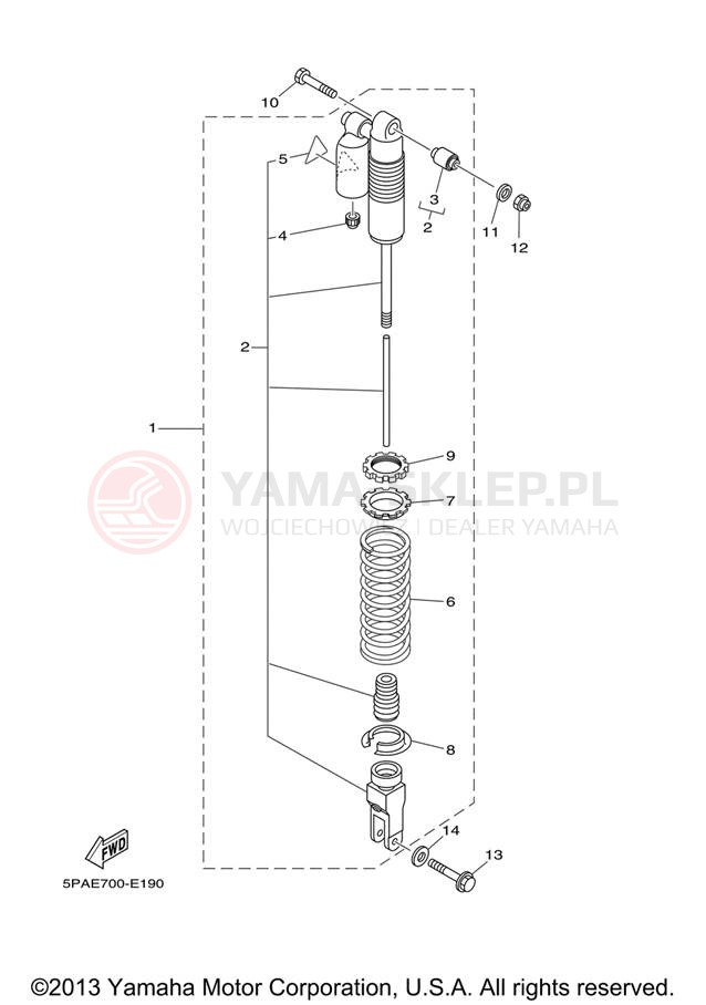Schemat "zawieszenie tył" do Yamaha YZ85 YZ85X