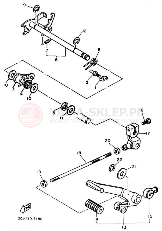 Schemat "Dźwignia zmiany biegów, wałek" do Yamaha VIRAGO 535 XV535TC/XV535T