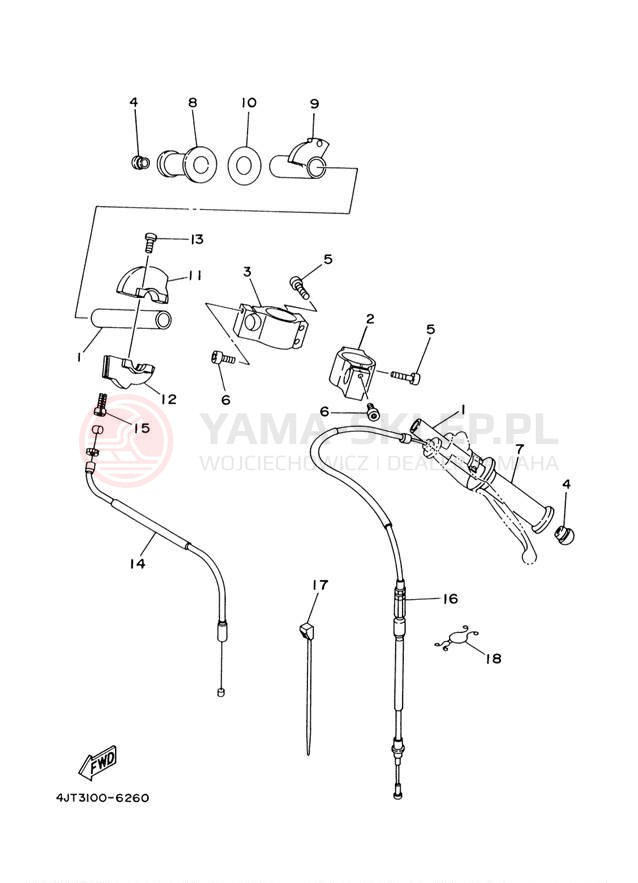Schemat "Kierownica i osprzęt" do Yamaha TZ125M