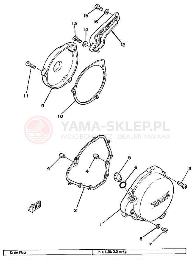 Schemat "Pokrywa silnika" do Yamaha IT175H