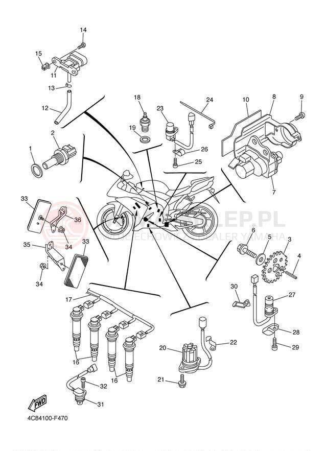 Schemat "układ elektryczny" do Yamaha R1 YZFR1W/YZFR1WC