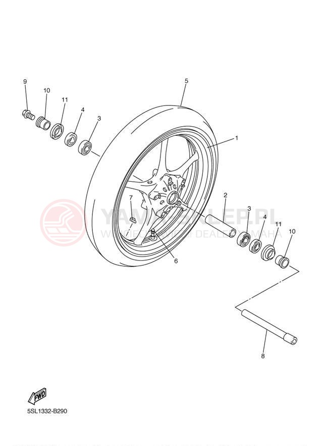 Schemat "Koło przód" do Yamaha YZFR6 YZFR6R/YZFR6RC