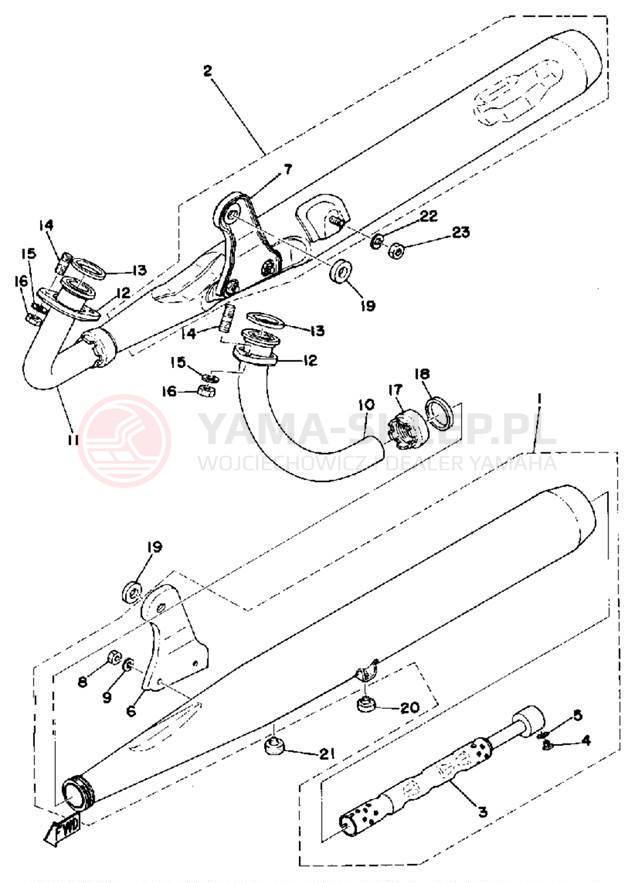 Schemat "Wydech końcowy" do Yamaha RD200C