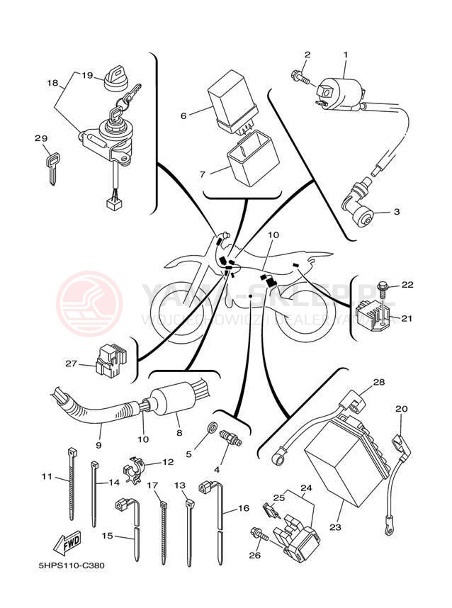 Schemat "układ elektryczny" do Yamaha TT-R125E TTR125LES/TTR125ES