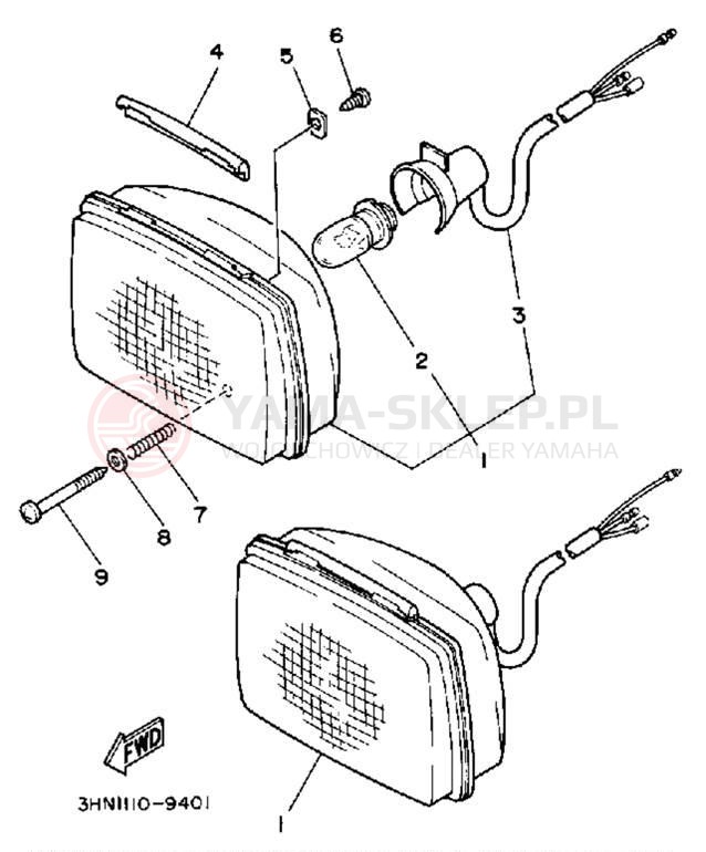 Schemat "Lampa przód" do Yamaha BIG BEAR 4WD YFM350FWA