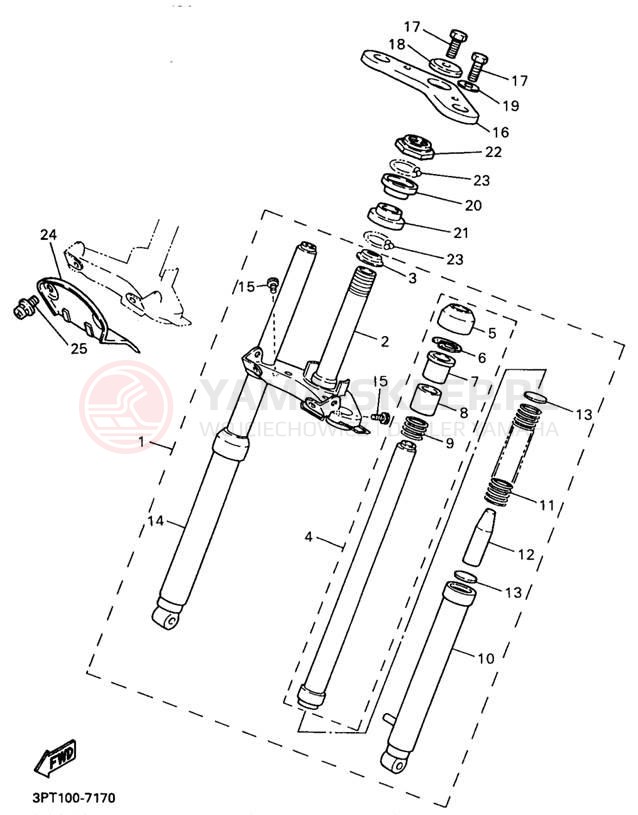 Schemat "Amortyzatory przód" do Yamaha PW50J1