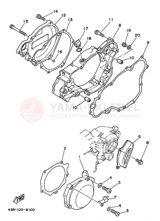 Schemat "Pokrywa silnika" do Yamaha COMPETITION YZ250J1