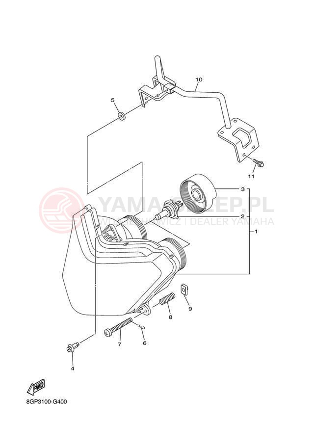 Schemat "Lampa przód" do Yamaha PHAZER MTX PZ50MTEW