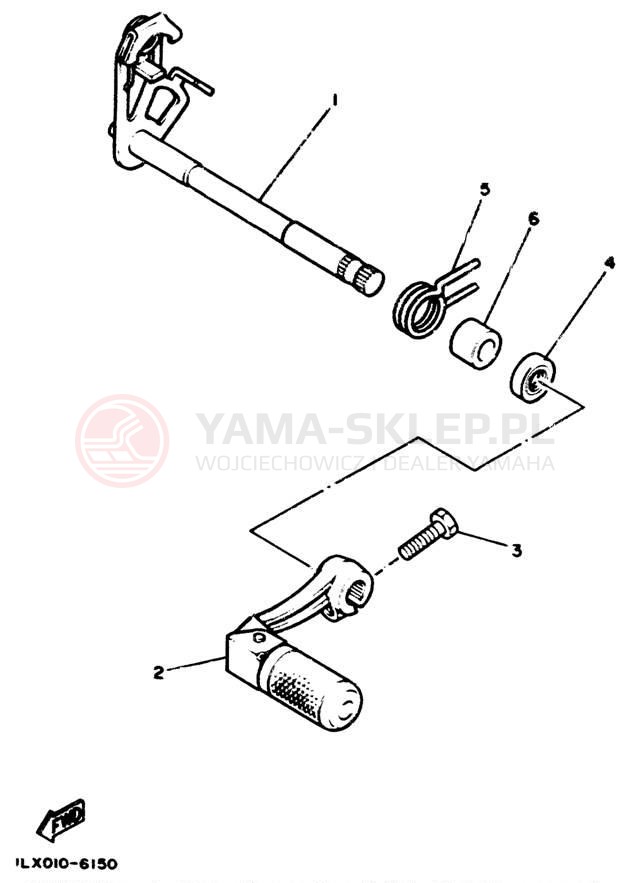 Schemat "Dźwignia zmiany biegów, wałek" do Yamaha YZ125W