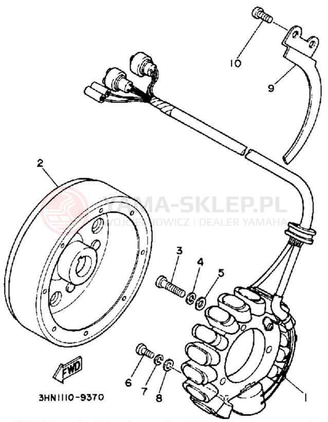 Schemat "prądnica" do Yamaha MOTO-4 YFM350ERW