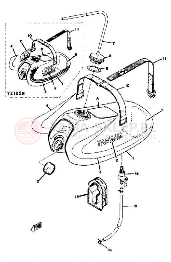 Schemat "zbiornik paliwa" do Yamaha YZ125C