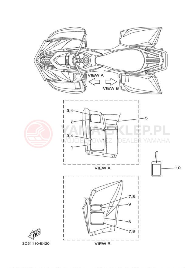 Schemat "naklejki" do Yamaha WOLVERINE 350 2WD YFM35XV