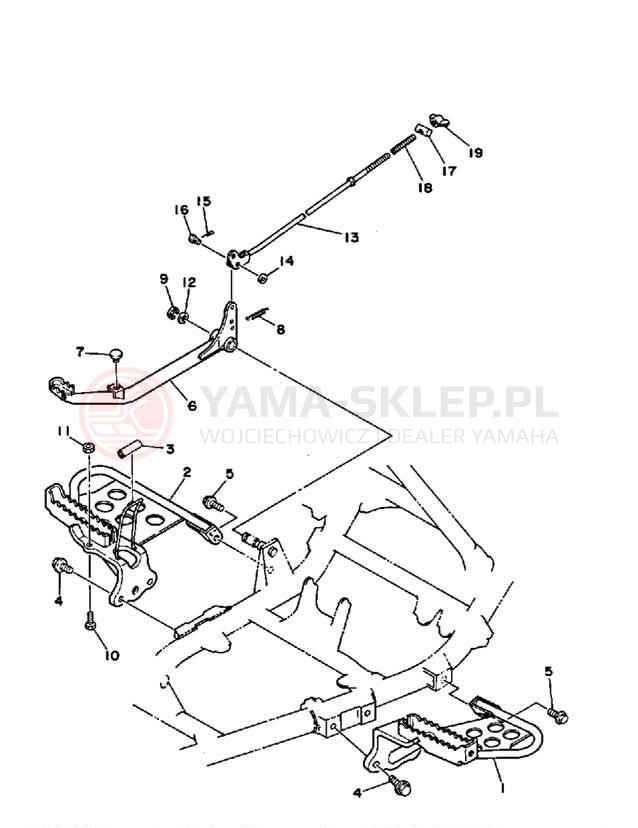 Schemat "Stopka postojowa i podnóżki" do Yamaha BIG BEAR 4WD YFM350FWB_