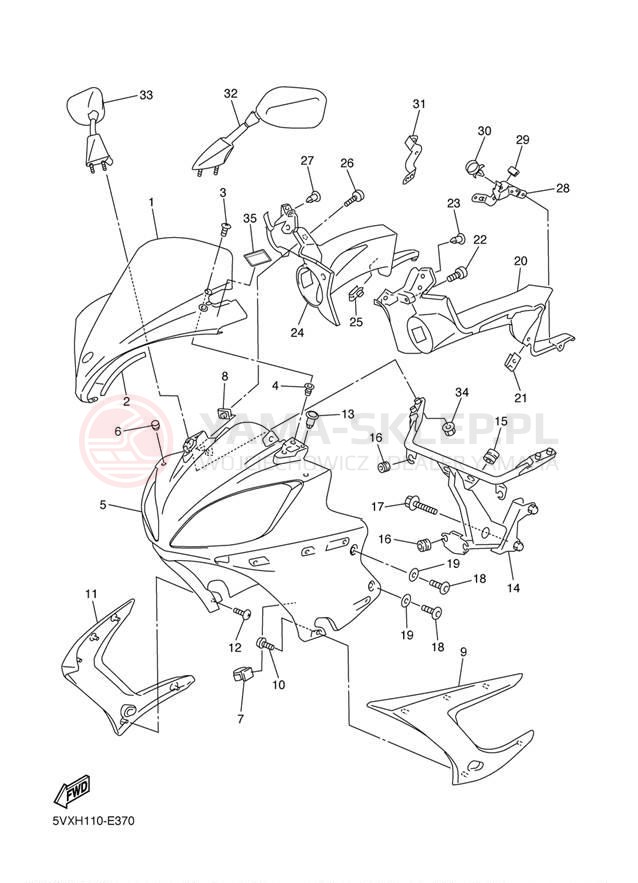 Schemat "elementy nadwozia" do Yamaha FZ-6 FZS6V/FZS6VC