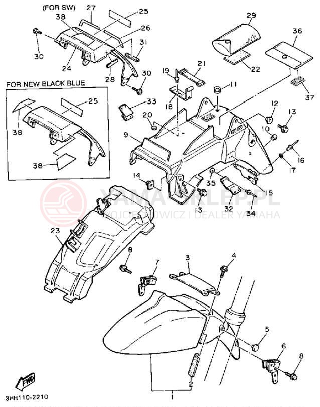 Schemat "błotnik" do Yamaha FZR600RD
