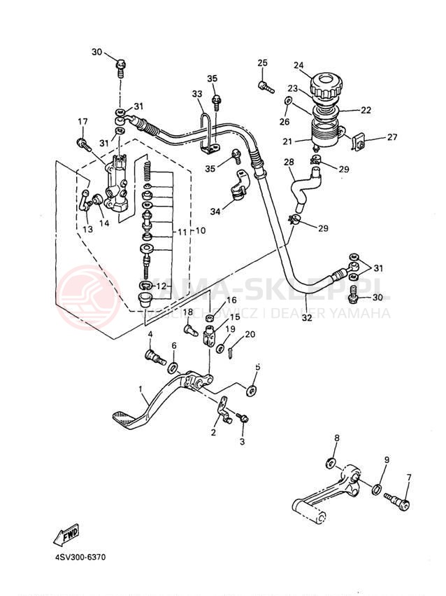 Schemat "Pompa hamulcowa tył" do Yamaha YZF1000RJC/YZF1000RJ