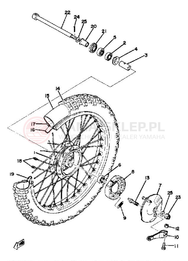 Schemat "Koło przód" do Yamaha YZ100G