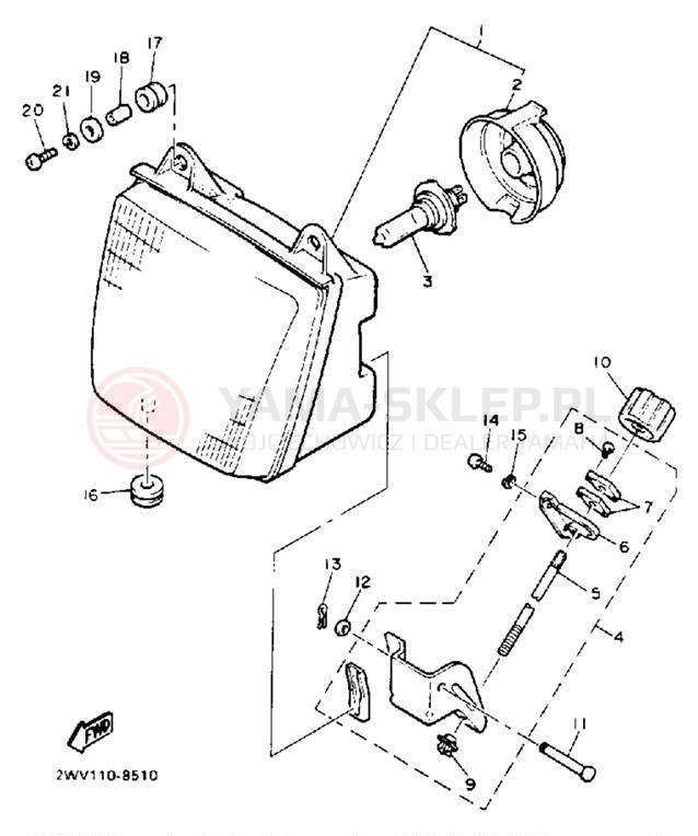 Schemat "Lampa przód" do Yamaha XVZ13DEC/XVZ13DE