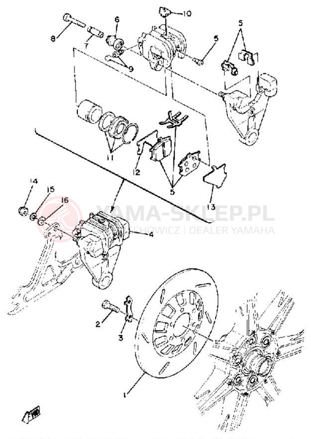 Schemat "Zacisk hamulcowy tylny" do Yamaha XS1100H