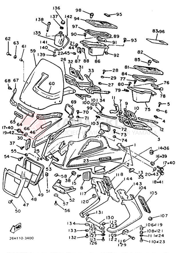 Schemat "Owiewki" do Yamaha XVZ12TK