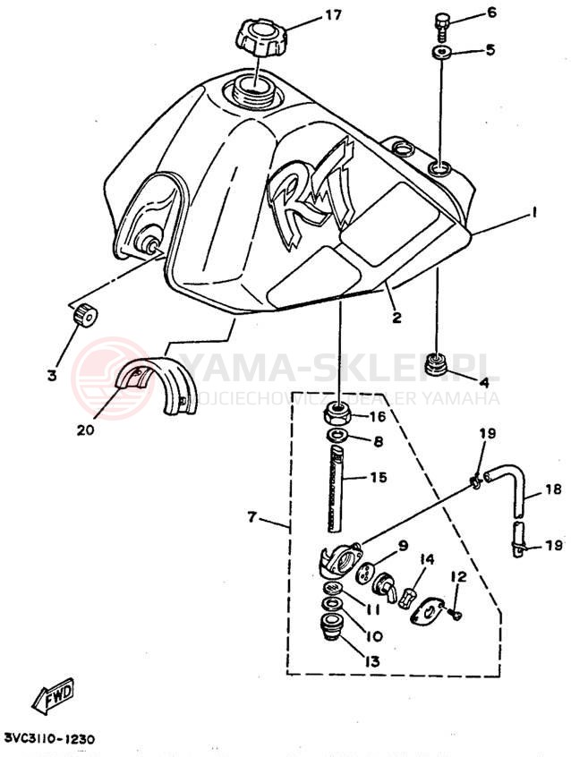 Schemat "zbiornik paliwa" do Yamaha RT180E