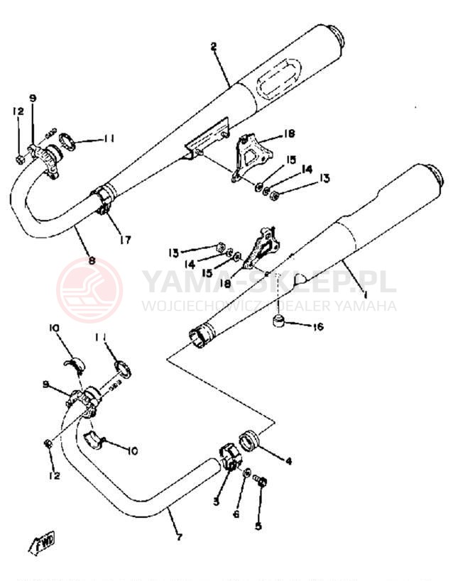 Schemat "Wydech końcowy" do Yamaha XS400F