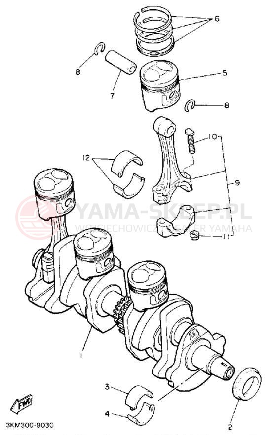 Schemat "Wał korbowy, tłok" do Yamaha RADIAN YX600A/YX600AC