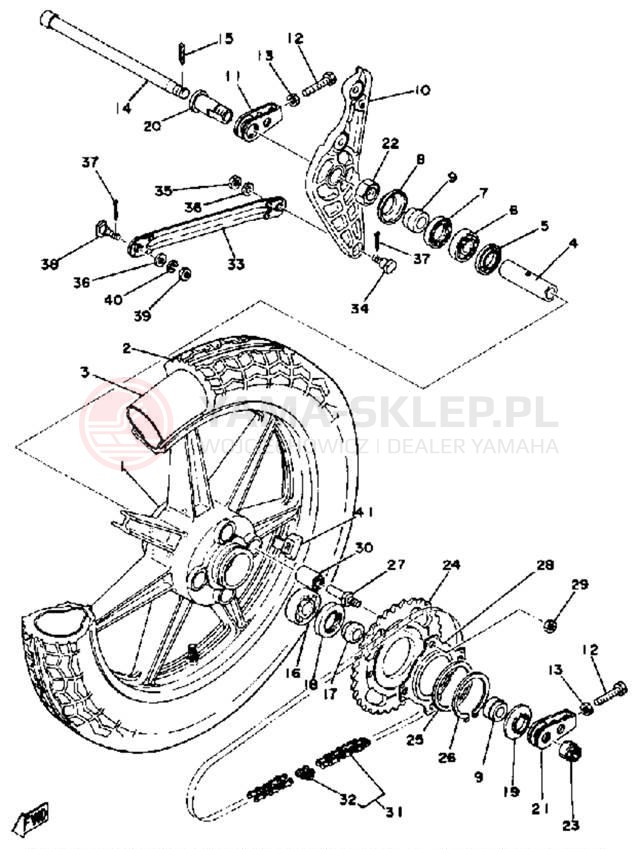 Schemat "Koło tył" do Yamaha RD400E