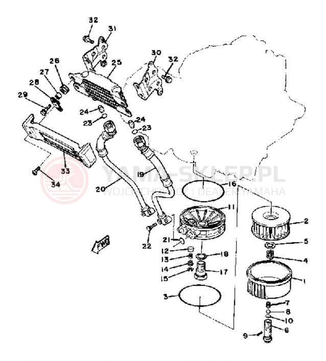 Schemat "Chłodnica oleju" do Yamaha XS850LH