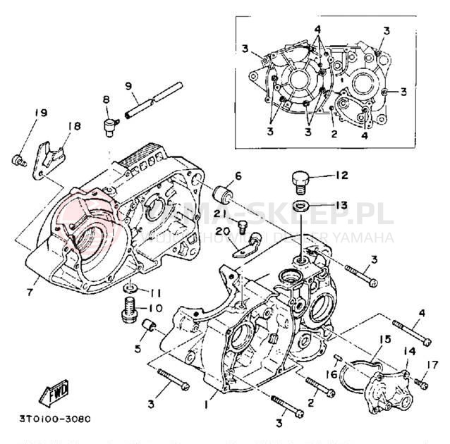 Schemat "Obudowa silnika" do Yamaha RT100E