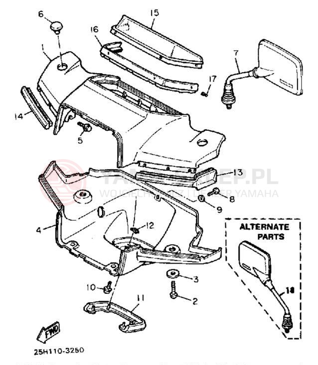 Schemat "Czasza lampy przód" do Yamaha RIVA 180 XC180K/XC180KC
