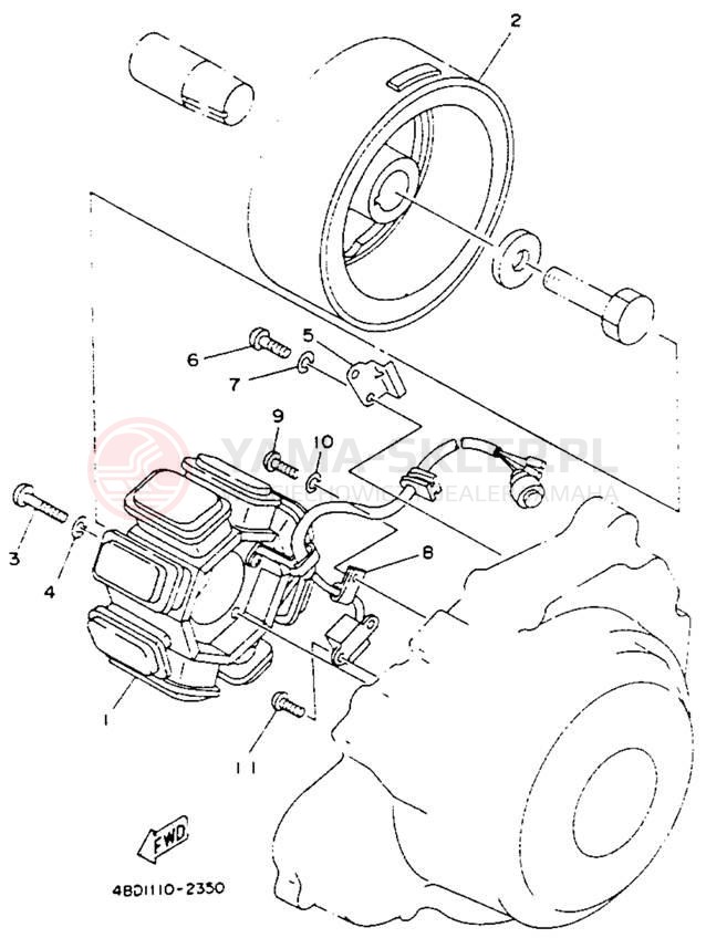 Schemat "prądnica" do Yamaha TIMBERWOLF 2WD YFB250E