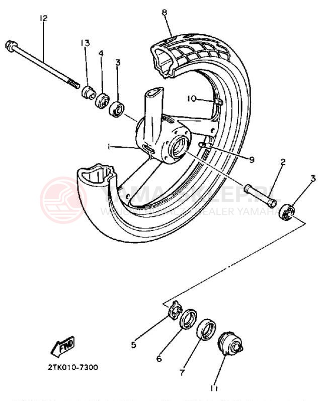 Schemat "Koło przód" do Yamaha FZR400U