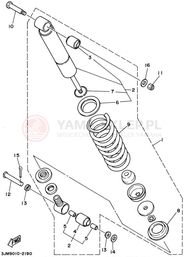Schemat "zawieszenie tył" do Yamaha BLASTER YFS200P