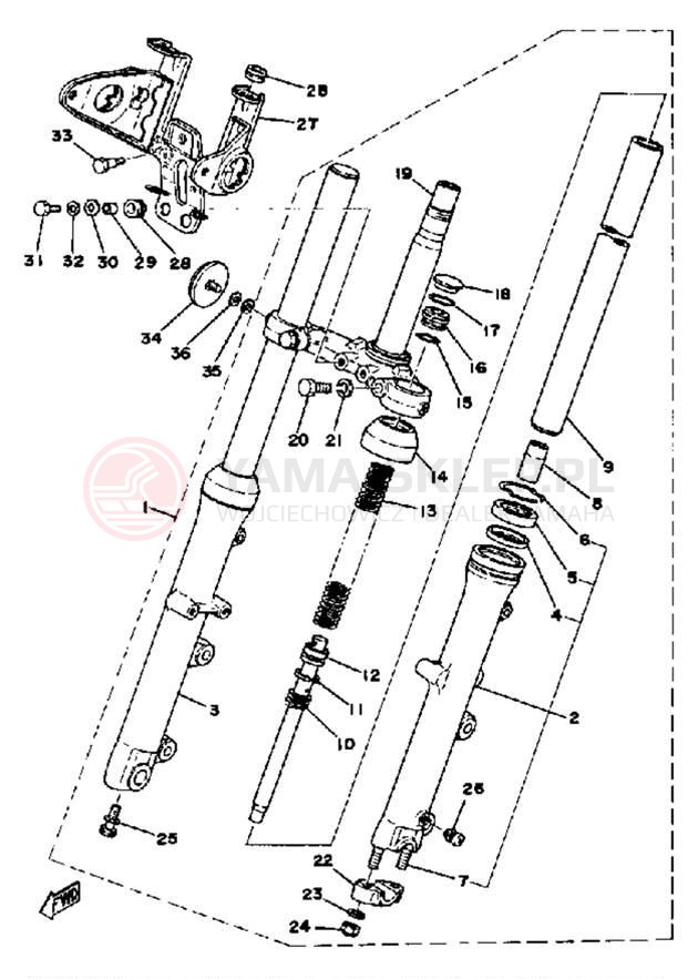 Schemat "Amortyzatory przód" do Yamaha XS360C