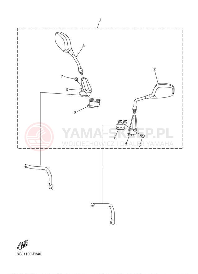 Schemat "Lusterko wsteczne" do Yamaha VENTURE LITE PZ50VTDR